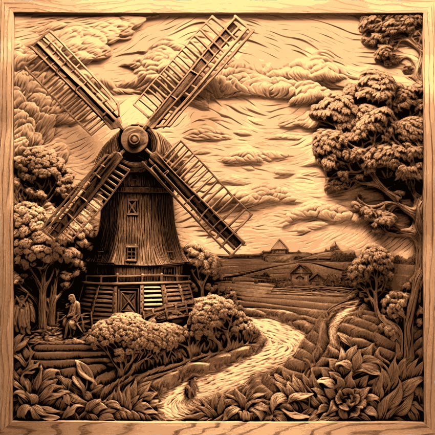 Old Windmill - Laser Engraving File