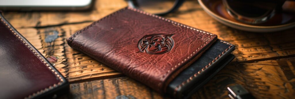 Custom laser-engraved leather wallet with initials