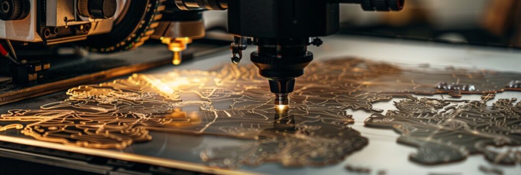 Laser engraving machine etching map on acrylic