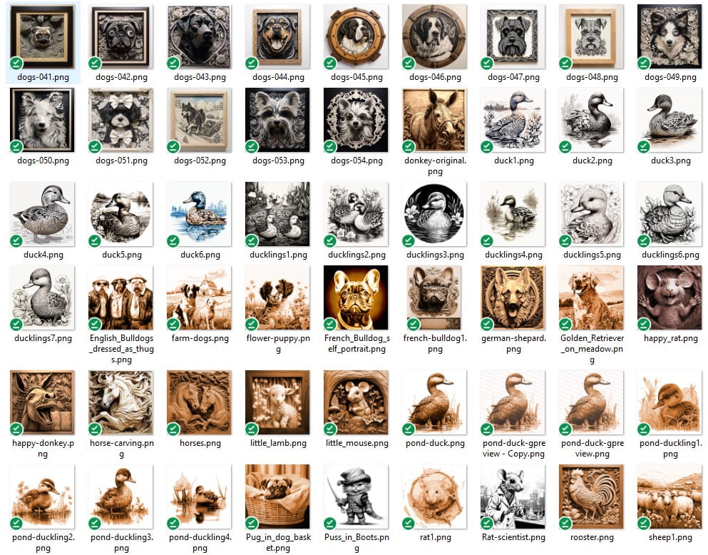 pets farm animals engraving