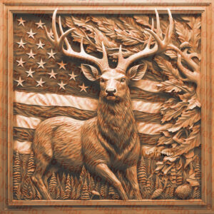 Deer With American Flag - Laser Engraving Files