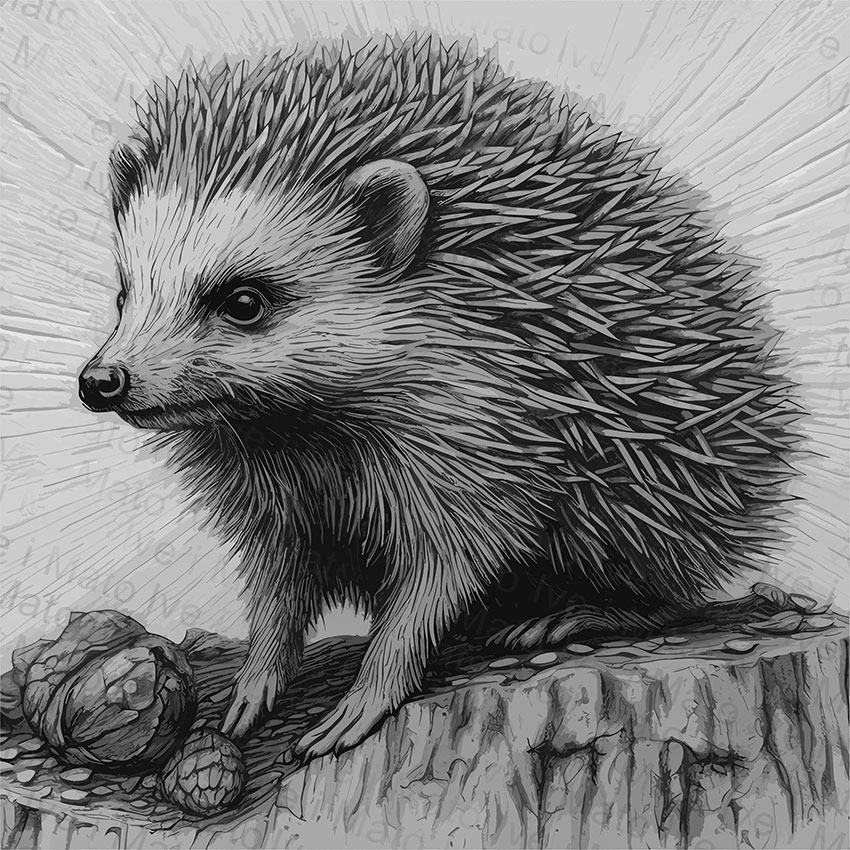 Hedgehog Laser Burn Greyscale