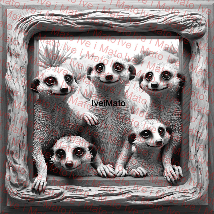 Meerkats Family In Frame - Laser Engraving Files - Image 2