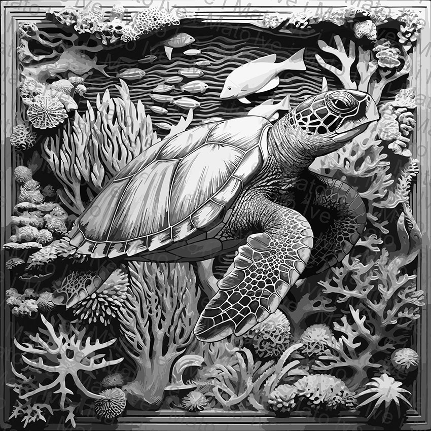 Sea Turtle Greyscale Laser Engraving File