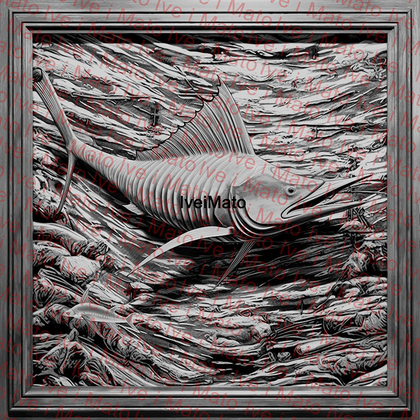 Swordfish Laser SVG - Greyscale File