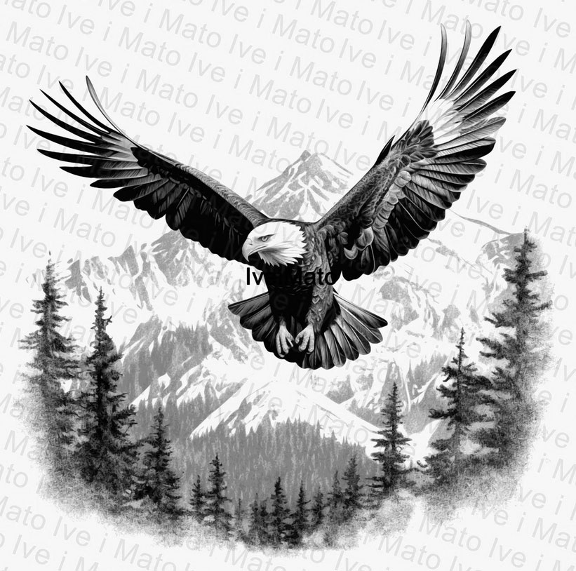 American Bald Eagle - greyscale