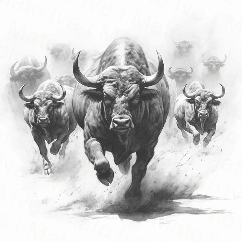 Buffalo Herd Laser Engraving PNG