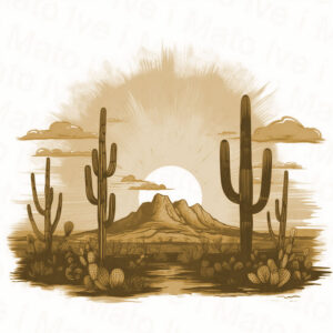 Cactus Prairie Engraving File – Desert Landscape
