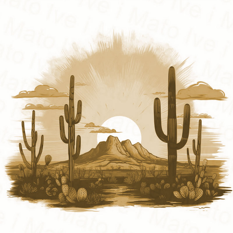 Cactus Prairie Engraving File – Desert Landscape