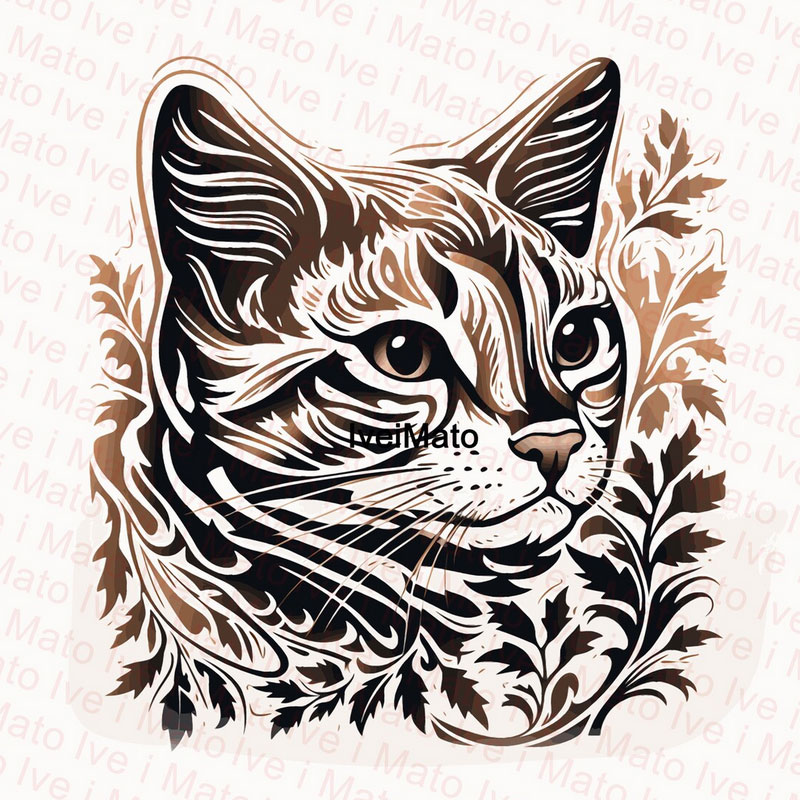 cat portrait engraving