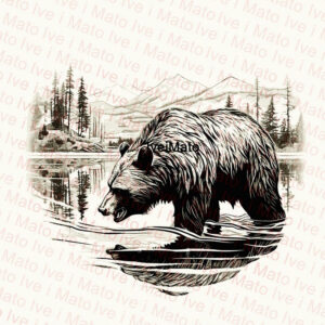 Grizzly Bear Engraving