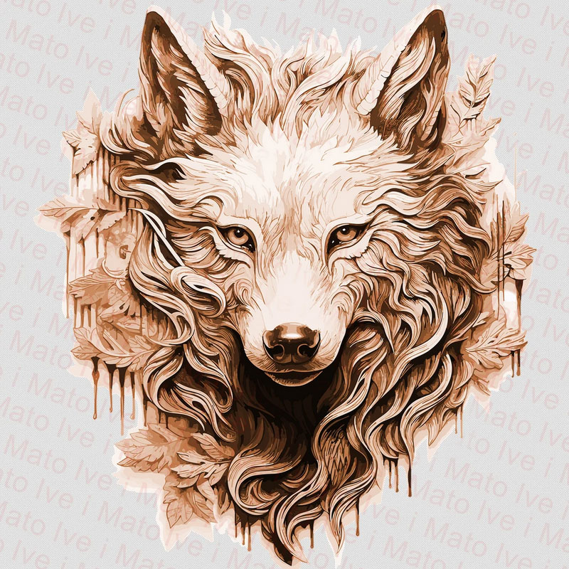 Wolf Portrait Laser Engraving